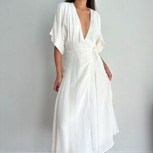 Reformation Cream Wrap Wedding Dress